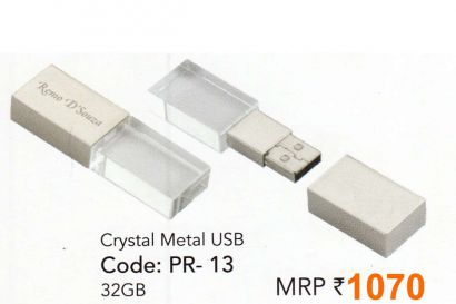 Crystal Metal Pen Drive - 32 GB