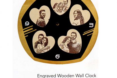 Engraved Wooden Wall Clock