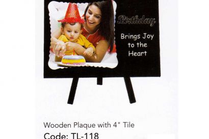 Wooden Plaque With 4 Tile