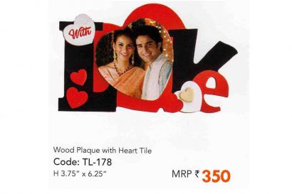 Wooden Plaque with Heart Tile